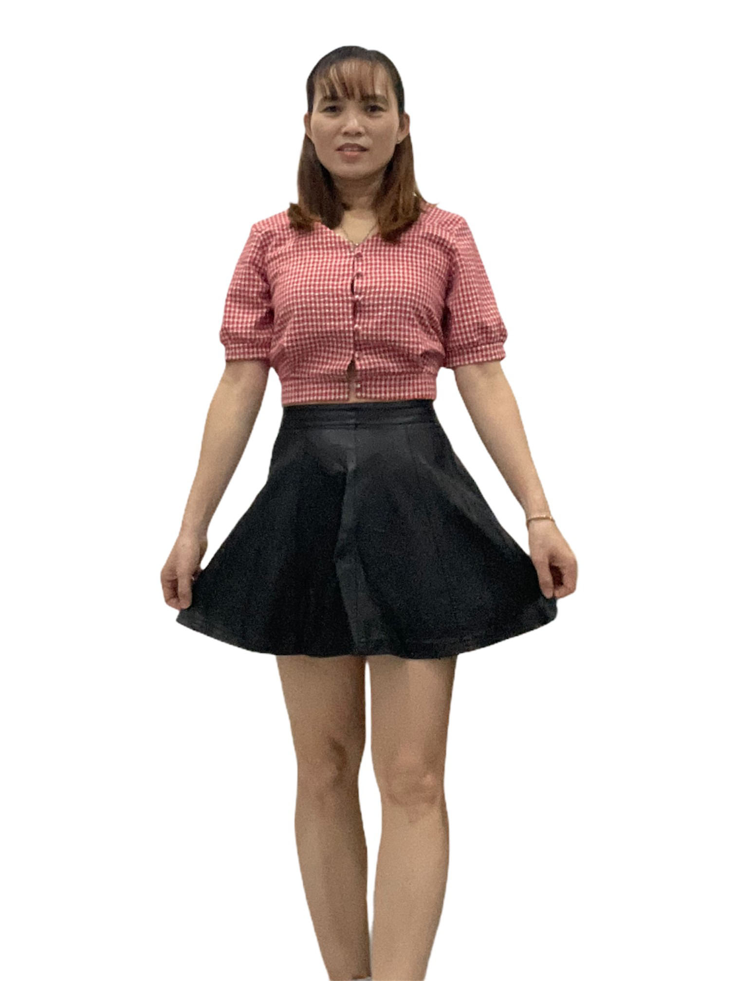 Chân Váy Chữ A Da Pu Lưng Cao Thời Trang Hàn Quốc V04- 47-50 KG JIAMI