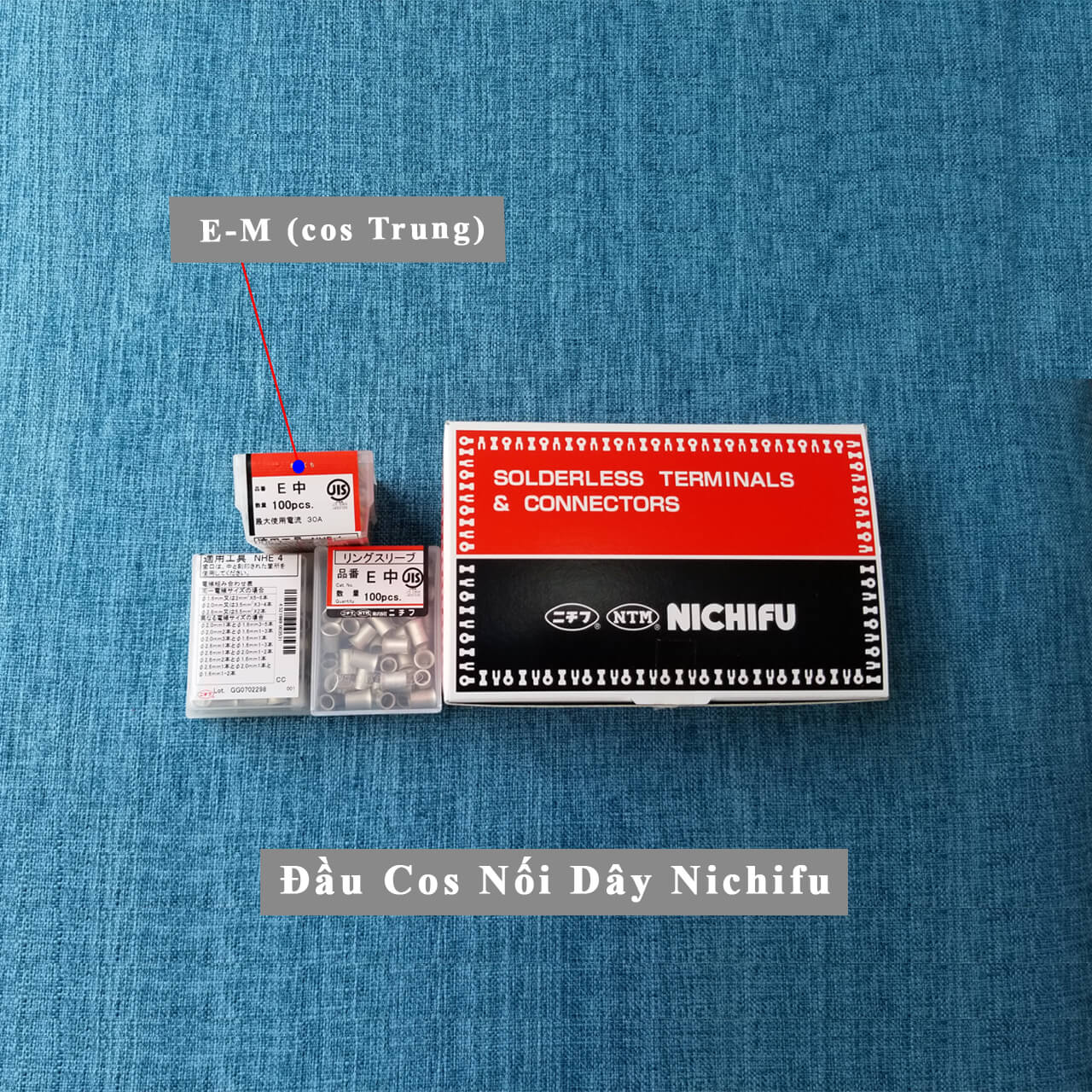 Đầu cos Nichifu E-M, Đầu cos nối dây điện E-M, Đầu cos loại Trung Nichifu Nhật Bản