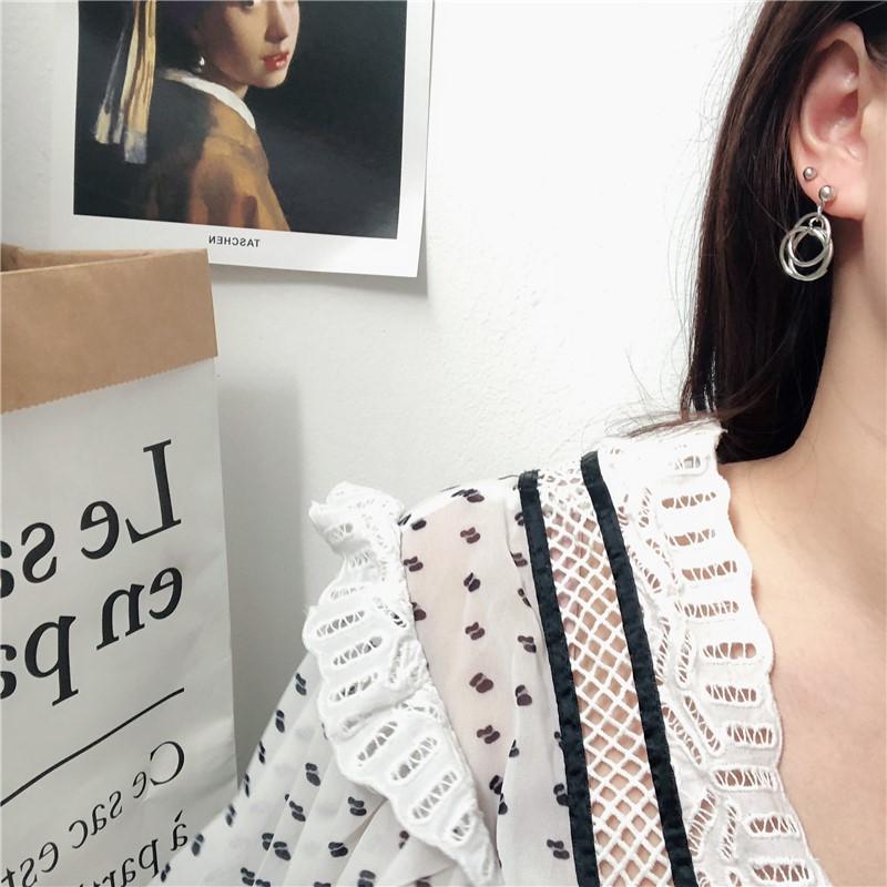 Bông tai idol nhiều vòng tròn phong cách unisex