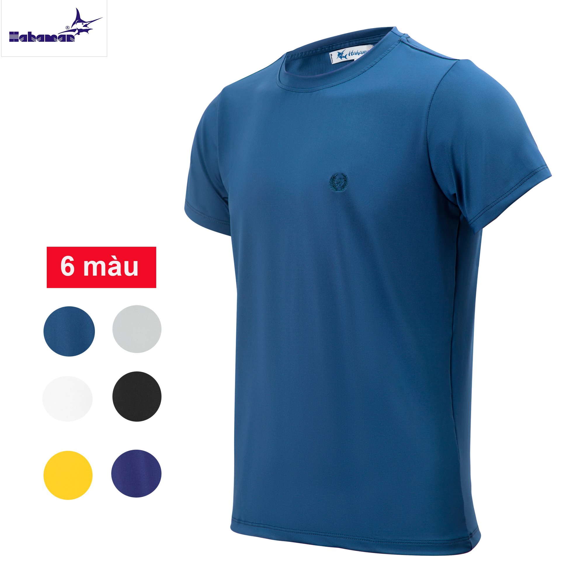 BỘ THUN THỂ THAO NAM HAHAMAN ,GYM THÊU LOGO CAO CẤP BTT0606 màu xanh