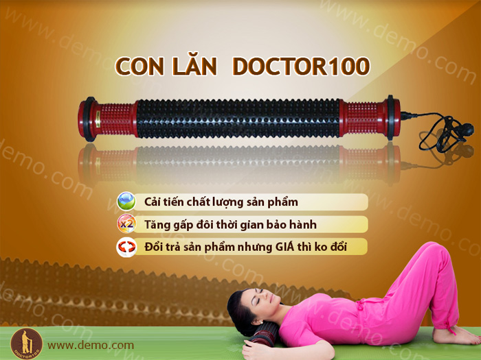 Con lăn cột sống Doctor100 Nhiệt .Con lăn chủ động phục hồi cột sống, tự day huyệt lăn cột sống