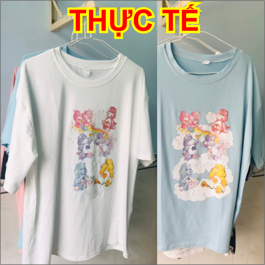 Áo thun, áo phông ngắn tay form rộng phong cách unisex kiểu áo t-shirt hình gấu dễ thương bao xài không phai chống nhăn hiệu quả giặt phơi lên là thẳng tắp