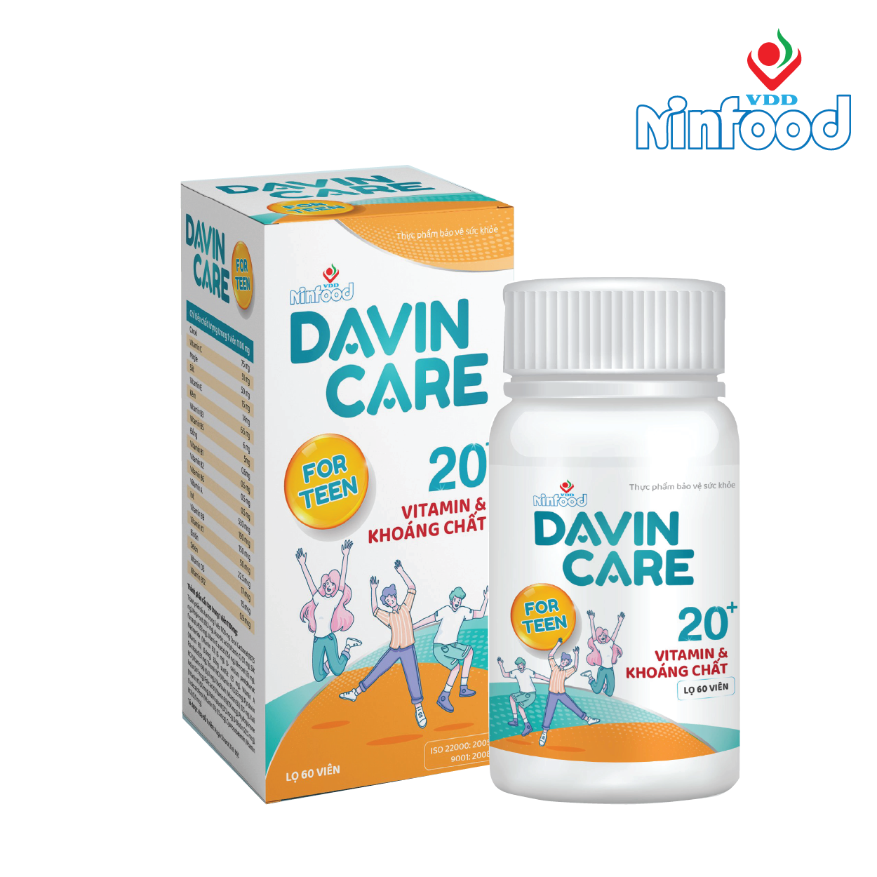 Davin Care for Teen - Viên uống vitamin và khoáng chất cho thanh thiếu niên - Viện dinh dưỡng Quốc gia - Ninfood