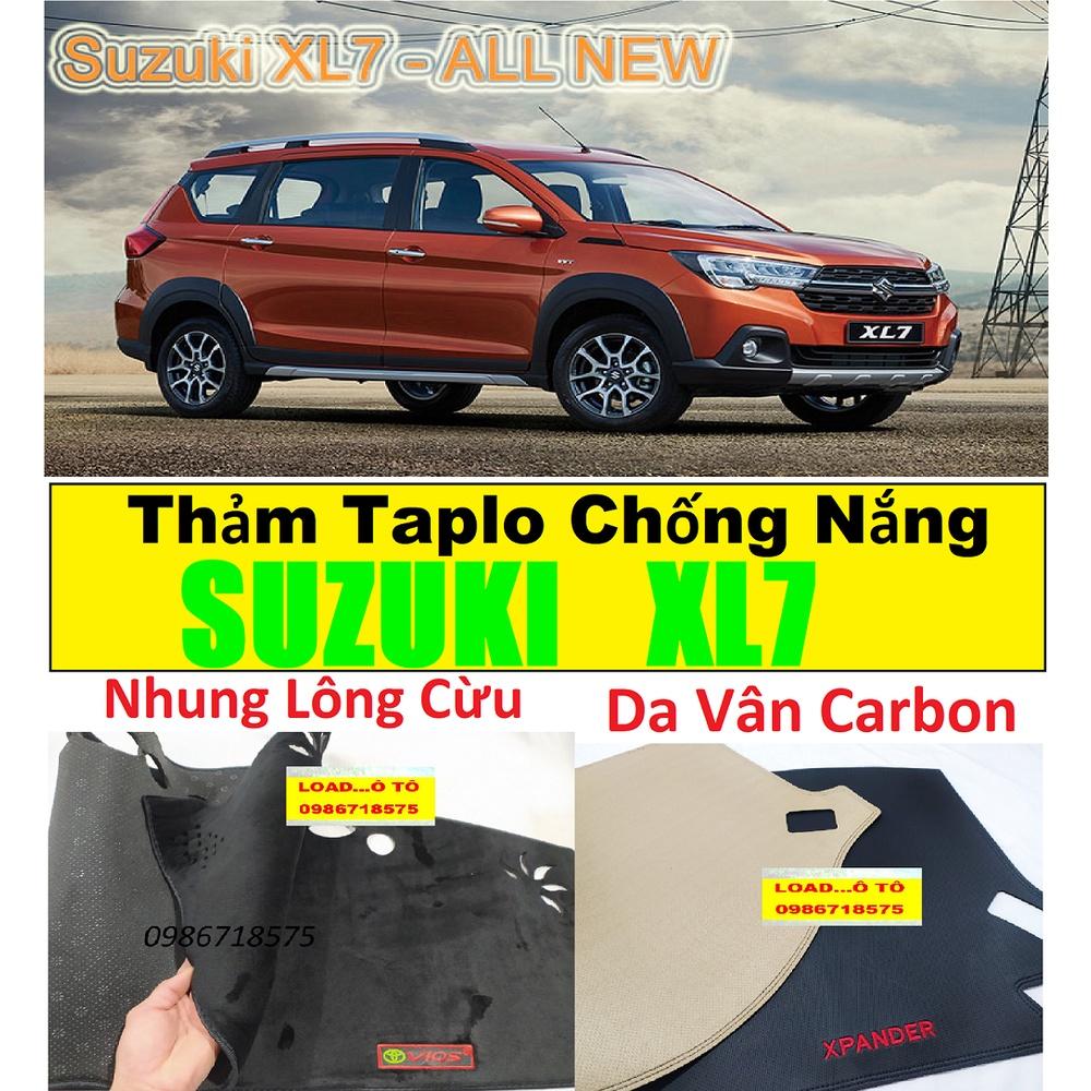 Thảm Taplo Chống Nắng Xe Suzuki XL7 2023-2019 Mẫu Taplo Da Carbon, Nhung Lông Cừu Chống Nắng Taplo Cao Cấp