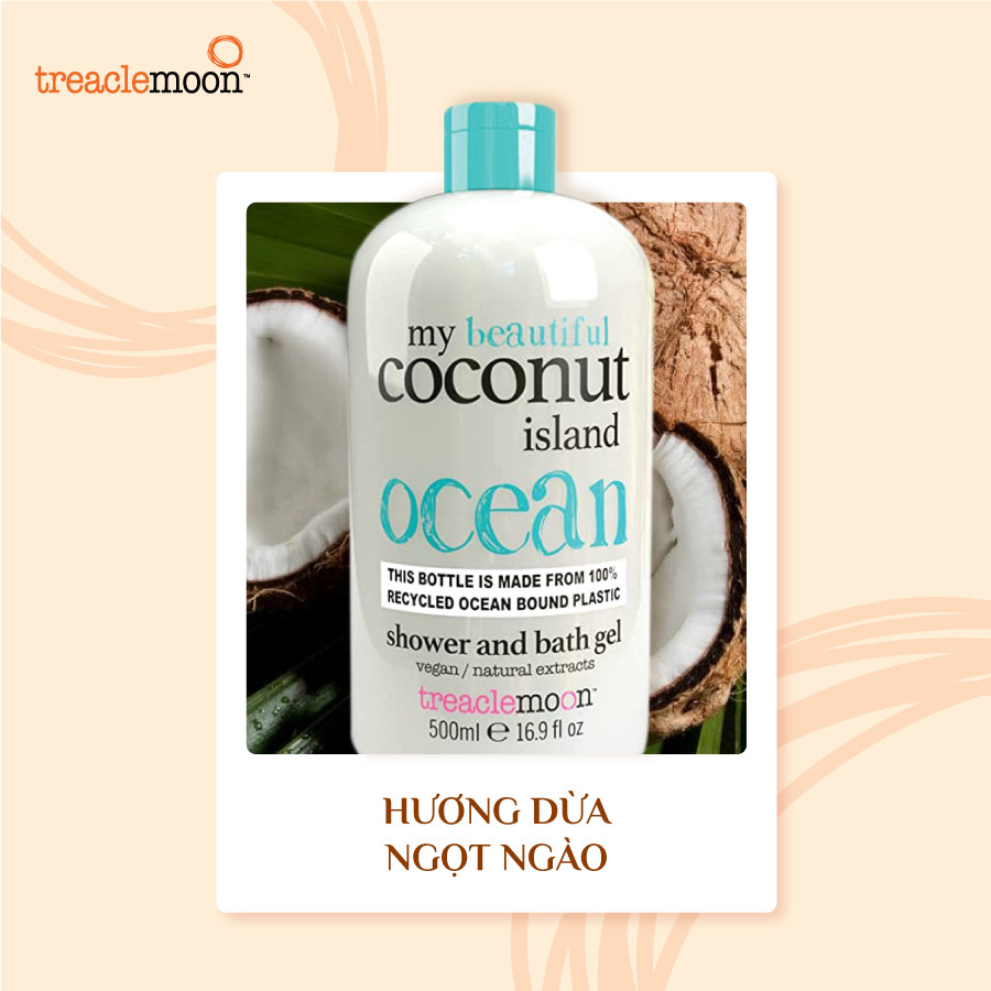 [ Tặng nước tẩy trang 100ml ] Gel tắm dưỡng da tinh dầu dừa Treaclemoon 500ml