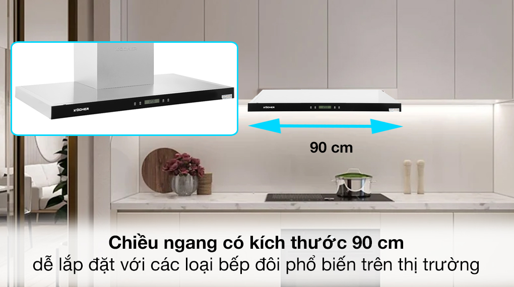 Máy hút mùi Kocher K-225C (90CM) - Hàng Chính Hãng
