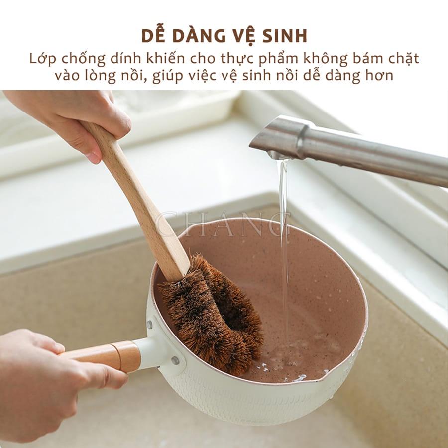 Nồi Nấu Bột Chống Dính, Quánh Sữa Chống Dính Cho Bé Ăn Dặm Đường Kính 18cm Dùng Cho Mọi Loại Bếp