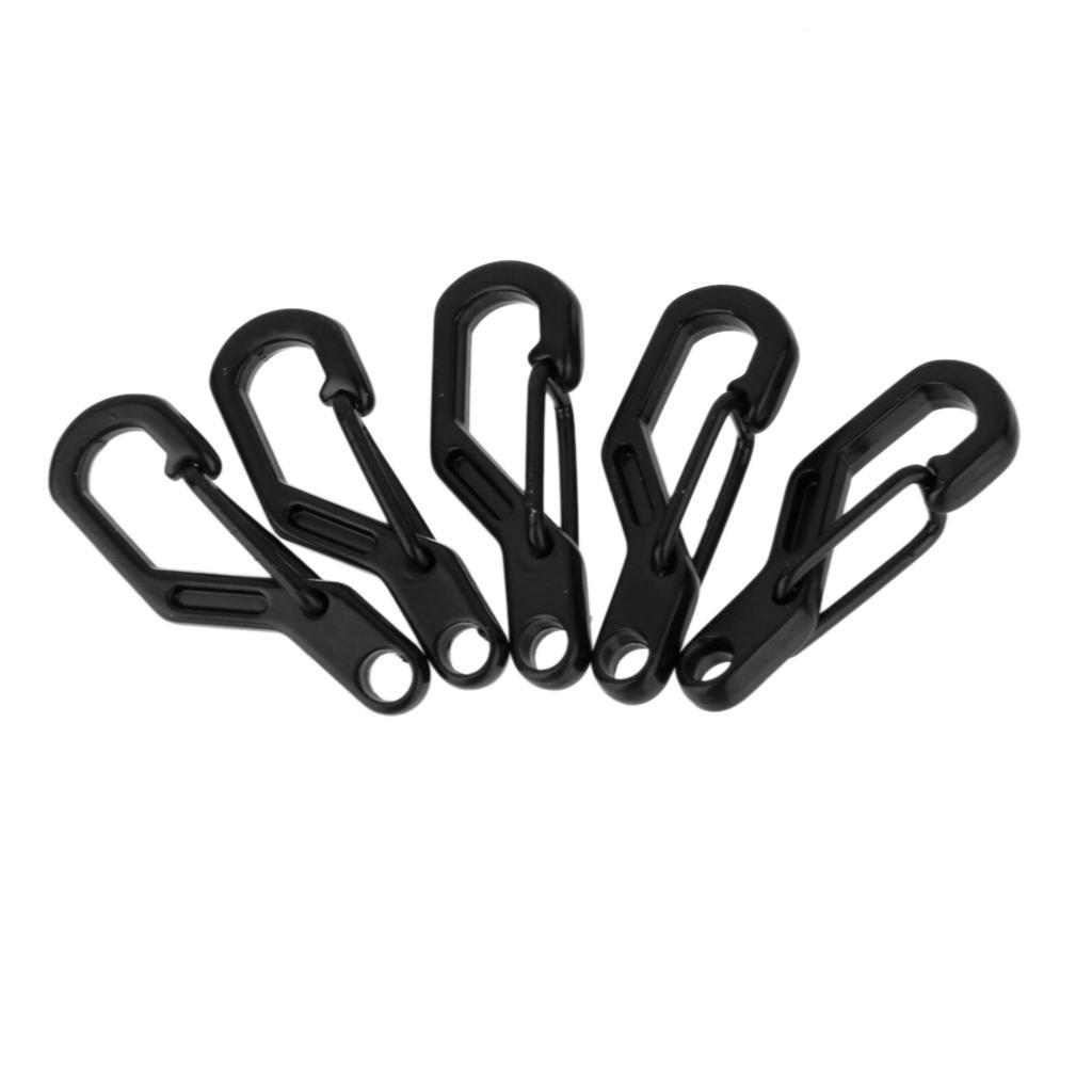 5pcs D Ring Climbing Hanging Buckle Snap Keychain Carabiners - Black