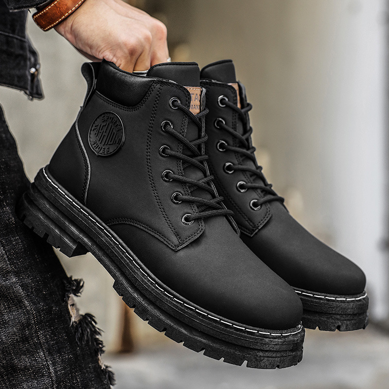 Giày Boots Nam Cổ Cao Giả Da Lộn BCC001 Đen