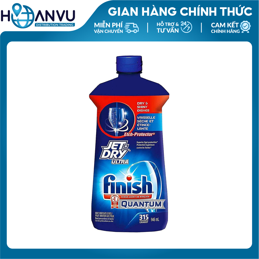 Nước làm bóng chén Fin ish Jet-Dry Ultra Rinse Aid Dishwasher Rinse 946ml