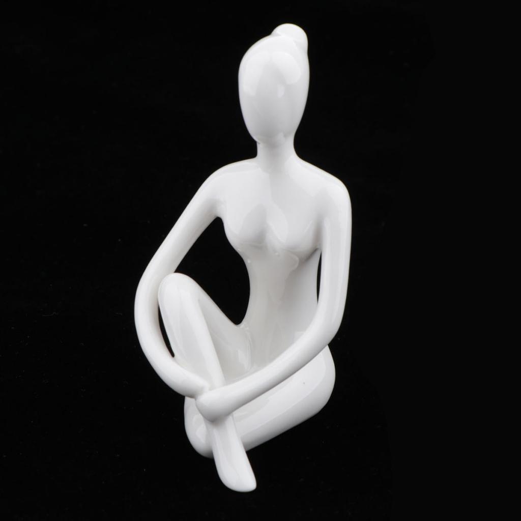 2pcs Ceramic Yoga Figure Ornament Statue Sculpture