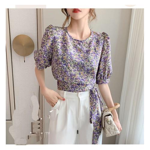 ÁO HOA CROPTOP THẮT NƠ XINH XẮN_CÓ 2 MÀU