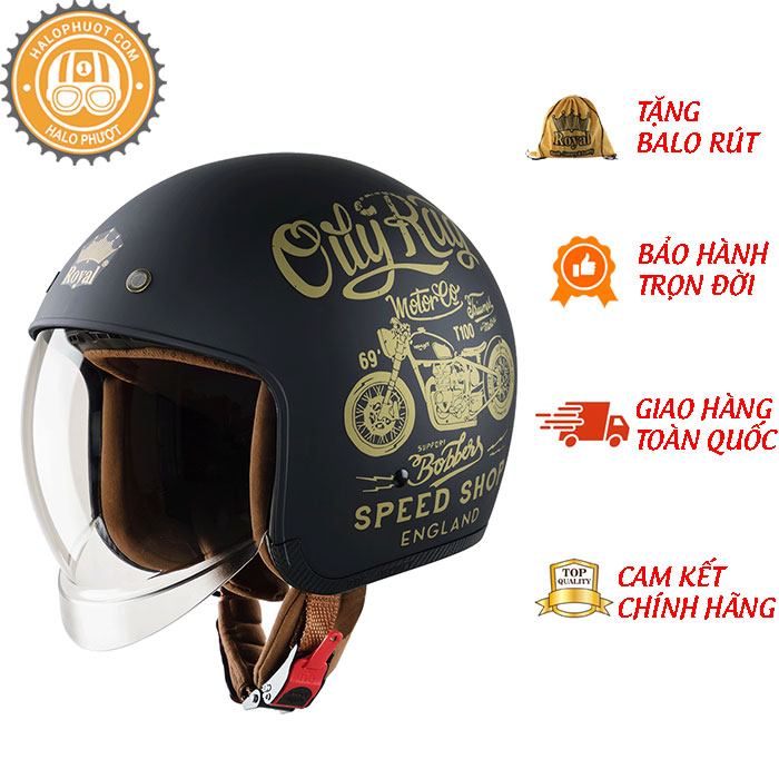 Mũ bảo hiểm 3/4 Royal M139 kính âm, hàng chính hãng