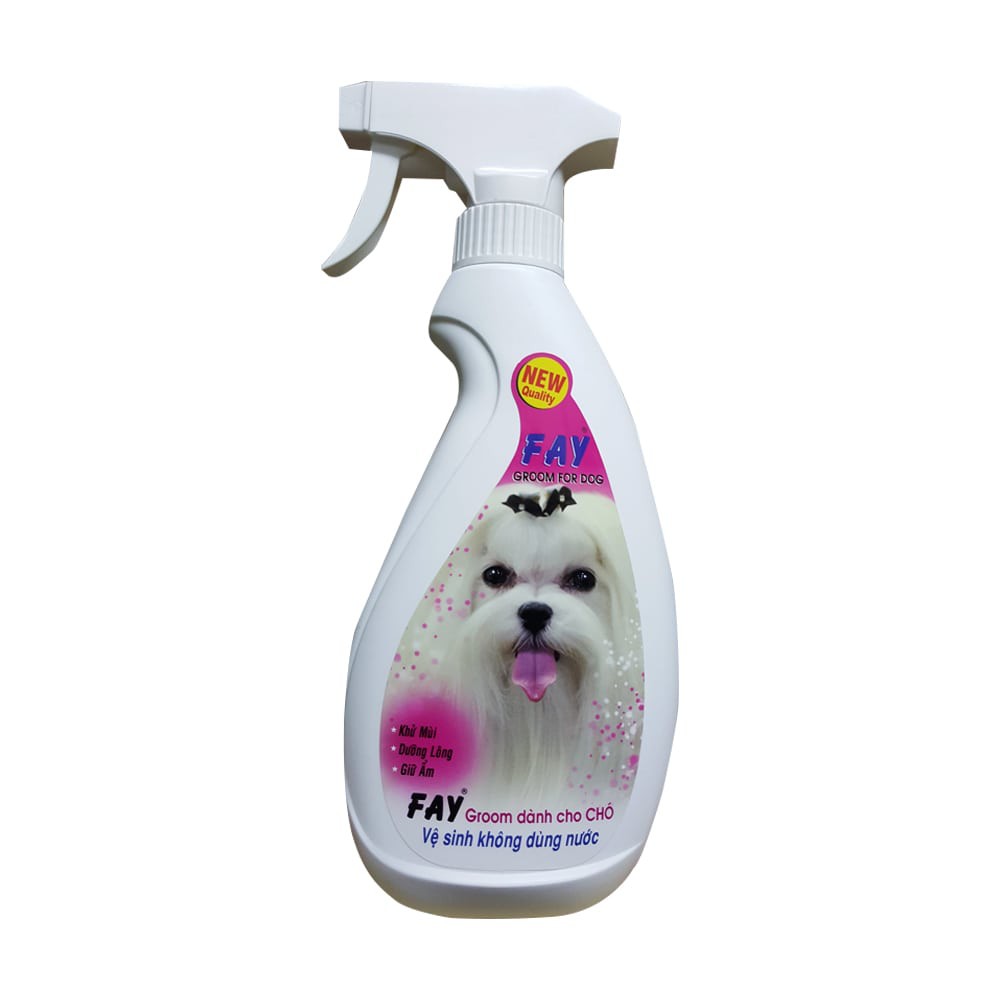 Xịt Tắm Khô Khử Mùi Dưỡng Lông Giữ Ẩm Cho Chó Không Dùng Nước FAY Groom For Dog 350ml