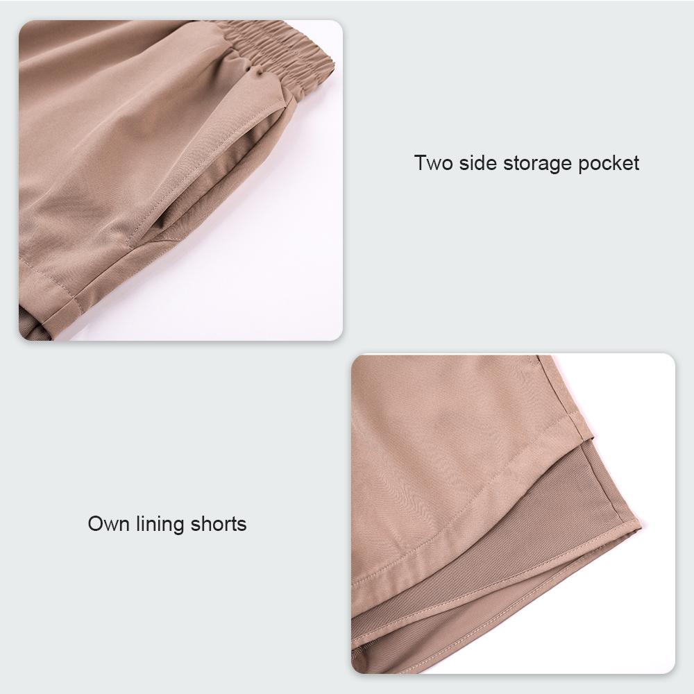 Cảm giác mát mẻ yoga quần short thể thao nhanh chóng làm khô quần legging ngắn với lớp lót tập luyện tập thể dục quần short tập luyện Color: Beige Size: XL