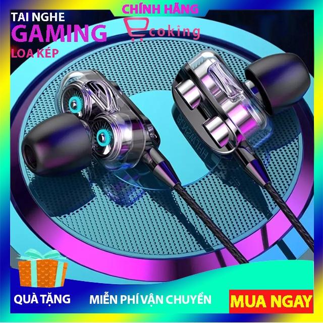 Tai Nghe dây Gaming Nhét Tai Ecoking,âm thanh nổi Chơi Game Chống Ồn Có Micro lõi bằng đông nguyên chất - Hàng Chính Hãng