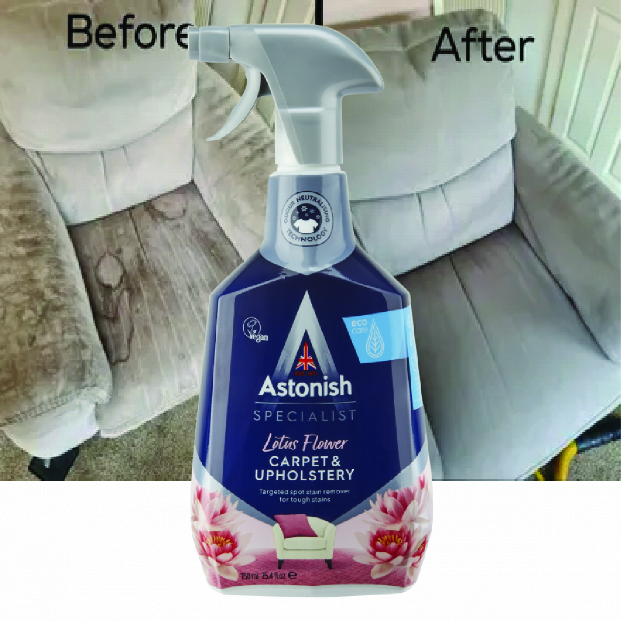 Bình xịt tẩy ni thảm Astonish C6720 750ml chuyên làm sạch cực mạnh các vết bẩn từ bên trong sợi nỉ ghế sofa phòng khách, gối nỉ, ghế nỉ ô tô