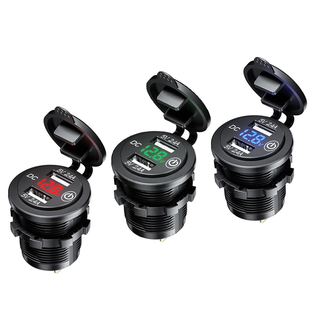 Dual USB Lighter Socket Car Charger Adapter With Touch Switch