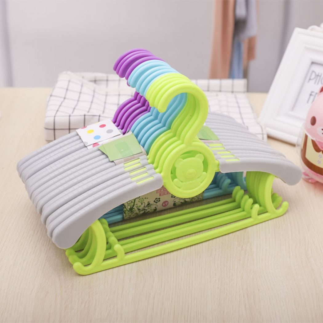 COMBO 5 móc nhựa + 10 móc nhôm treo quần áo trẻ em ( màu ngẫu nhiên ) - Tặng 02 móc chịu lực