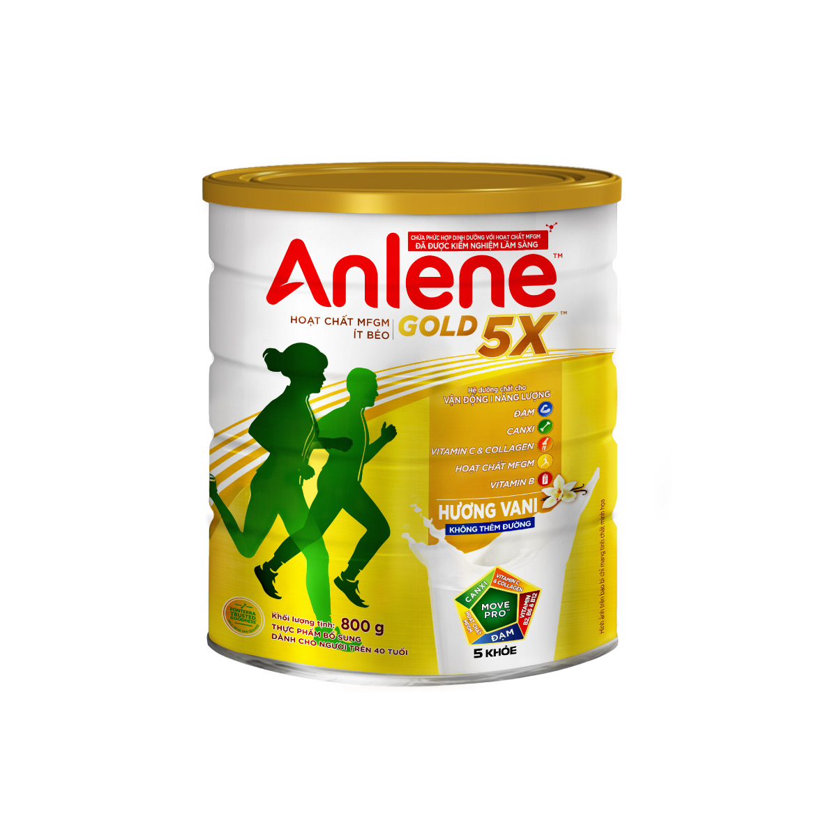 Combo 03 Sữa Bột Anlene Gold 5X Hương Vanilla (Hộp thiếc 800g) - Tặng chảo inox