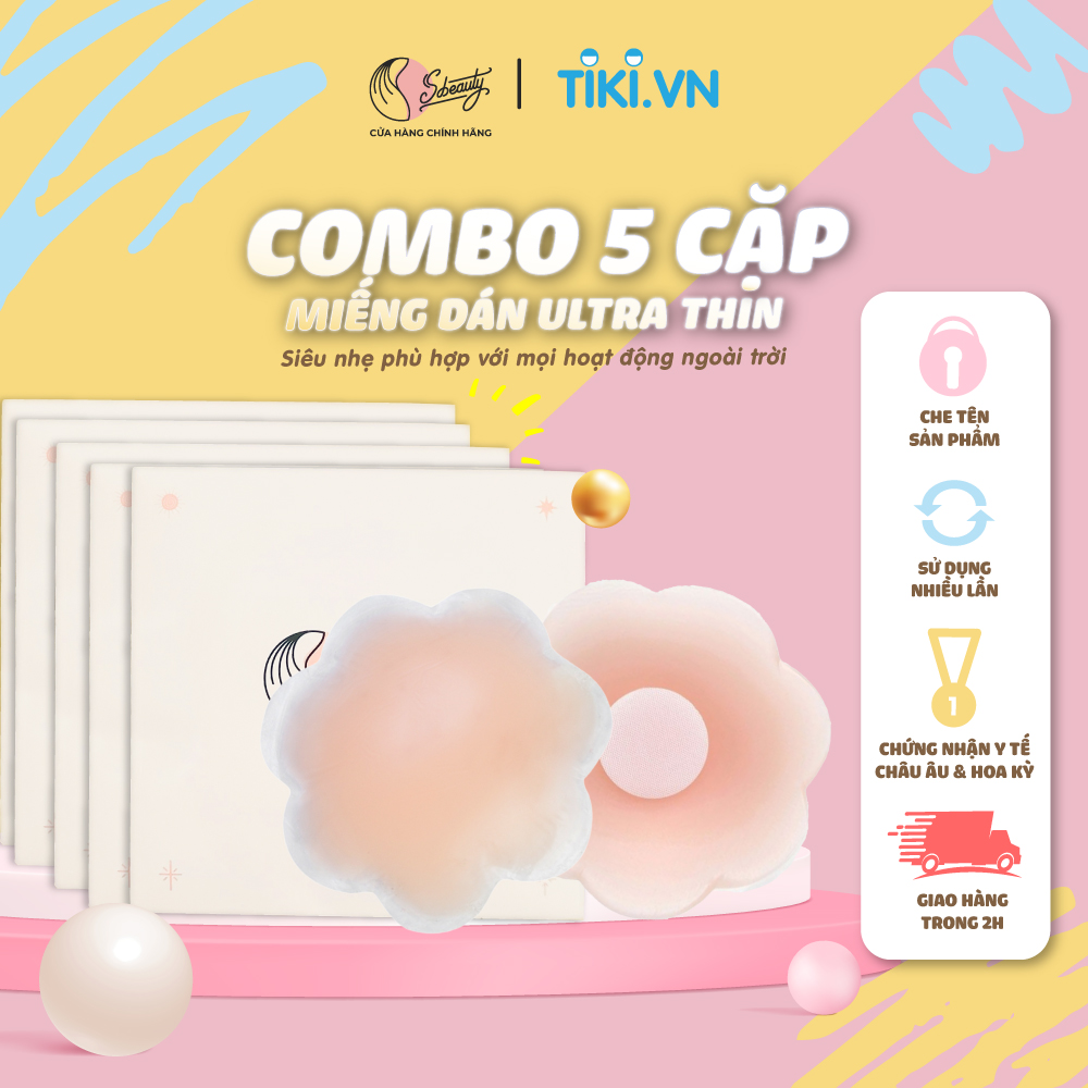 Combo 5 Cặp Miếng Dán Ngực Ultra Thin Silicon Cao Cấp SBeauty, Dán Ngực Siêu Mỏng Siêu Nhẹ Siêu Êm