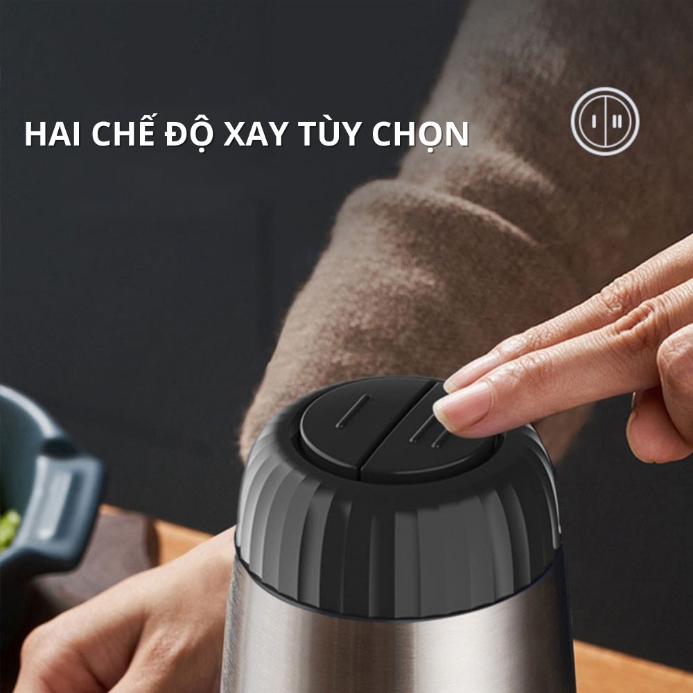 Máy Xay Thịt Cá Thủy Tinh Đa Năng 2 Lưỡi Kép (2L) + Tặng dao bào củ quả