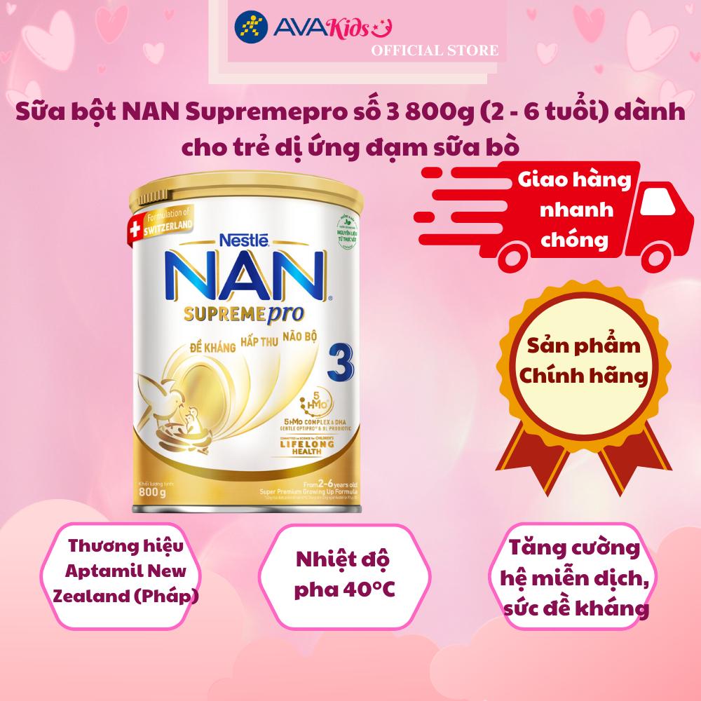 Sữa bột NAN Supremepro số 3 800g (2 - 6 tuổi) dành cho trẻ dị ứng đạm sữa bò