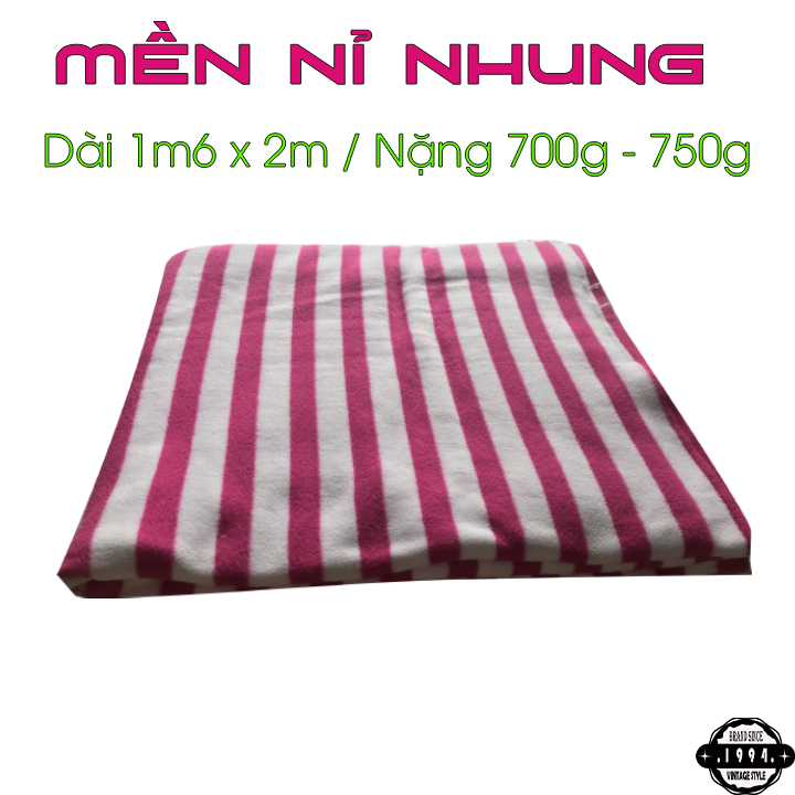 Chăn mền Len sọc xanh dương 1m6 x 2m / 800g - 900g - đỏ