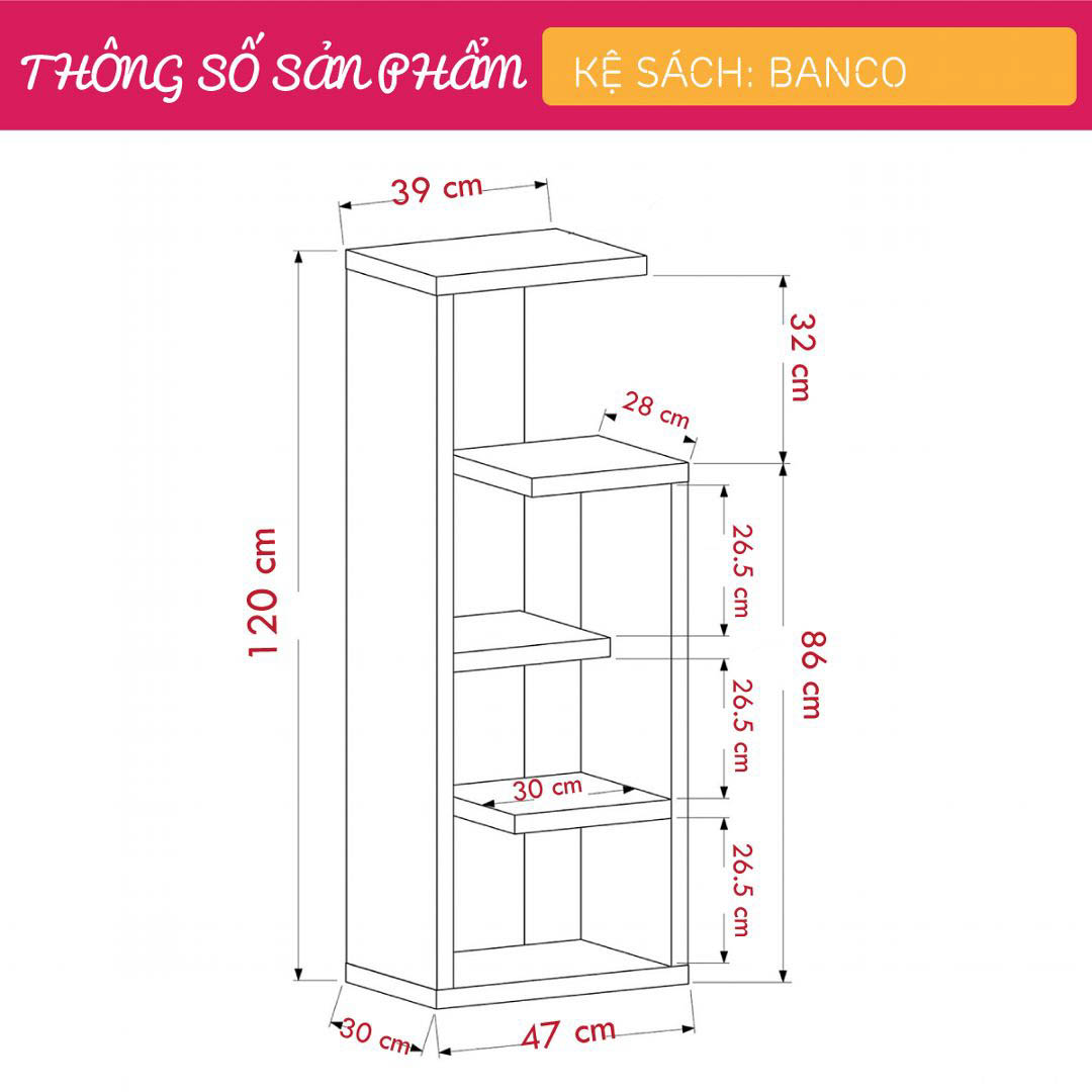 Giá sách gỗ công nghiệp hiện đại thiết kế đẹp SMLIFE Banco