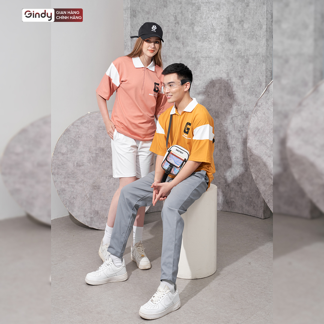Áo thun polo nam nữ form rộng GINDY phông unisex thời trang Hàn Quốc Local Brand A074