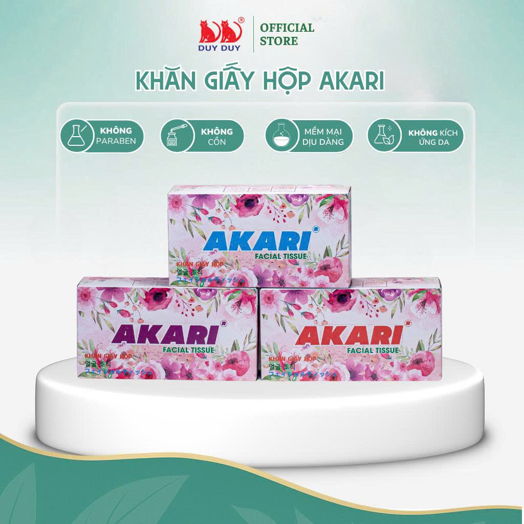 Khăn giấy rút Akari 100% bột giấy 180 tờ (18x20cm) mềm mịn cao cấp