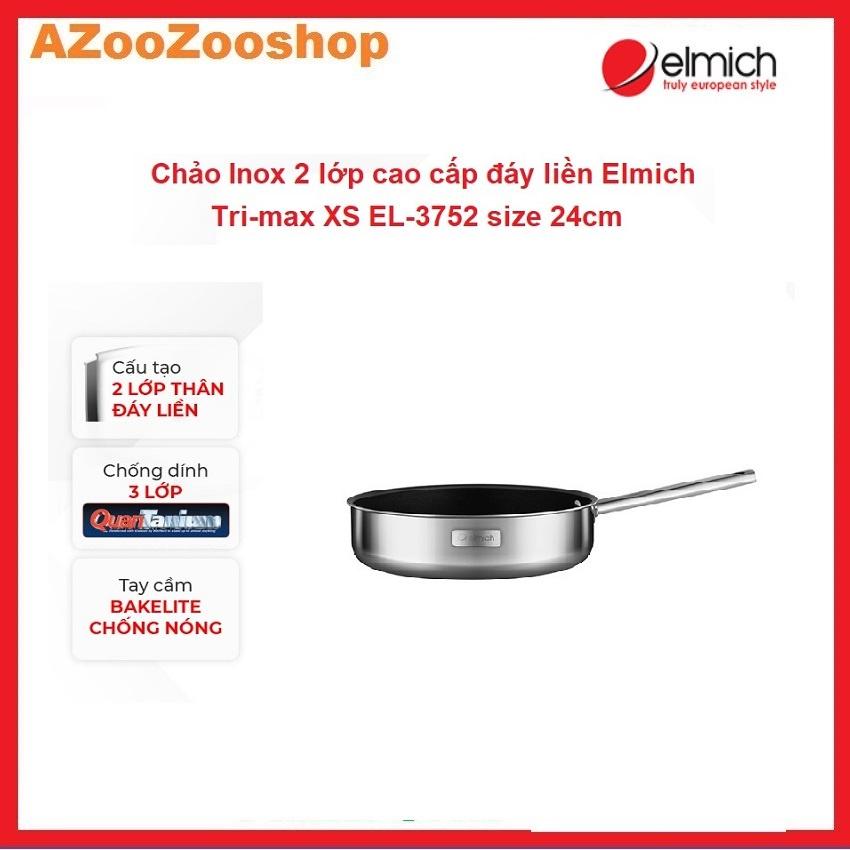 Chảo Elmich Inox 2 Lớp Cao Cấp Đáy Liền Tri-max XS EL-3752 Size 24cm