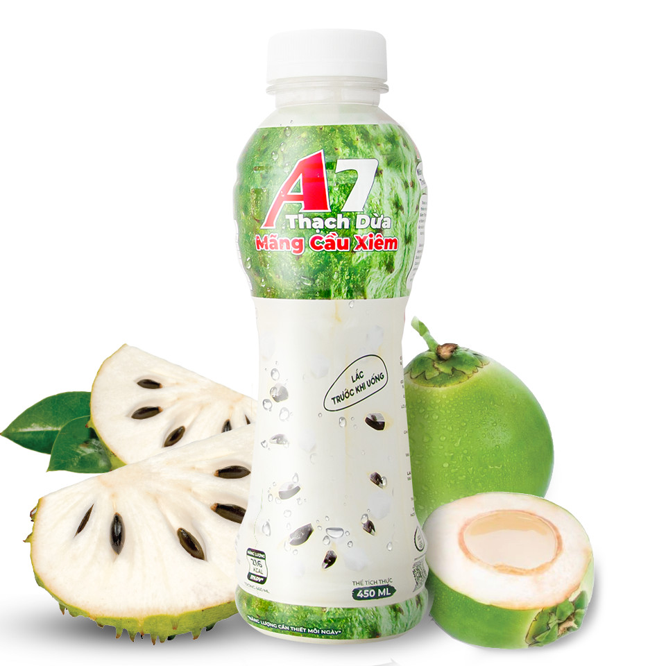 Nước Mãng Cầu Xiêm Thạch Dừa A7 Chai 450ml - Lốc 6 Chai