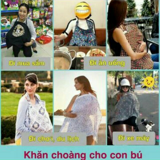 Áo Choàng Cho Con Bú Nơi Công Cộng Vải Cotton Cao Cấp - Khăn Choàng Cho Bé Bú - Bé gái