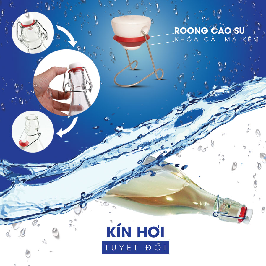 Chai thủy tinh nắp cài Giara 1L - HÀNG CHÍNH HÃNG