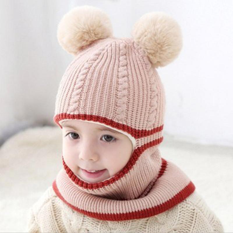Trẻ Em Mùa Đông Nón Tai Bé Gái Bé Trai Nhiệt Trẻ Em Mũ Khăn Bộ Bé Bonnet Enfant Dệt Kim Nón Dễ Thương Cho Bé Gái Bé Trai