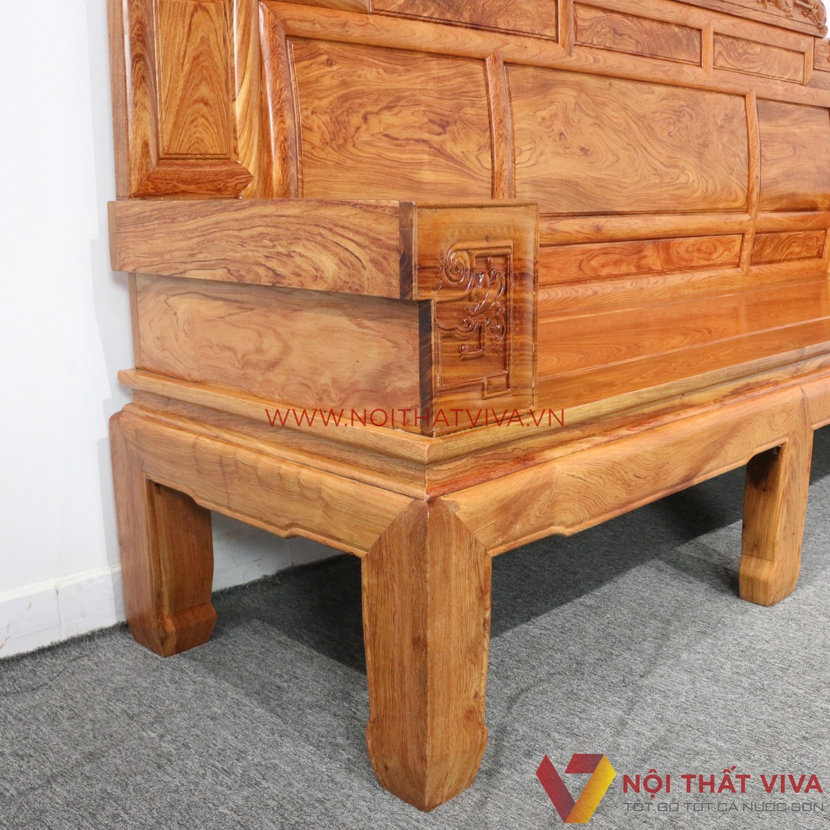 Bộ Bàn Ghế Salon Tần Thủy Hoàng Gỗ Hương Đá Chạm Rồng 6 Món Cao Cấp