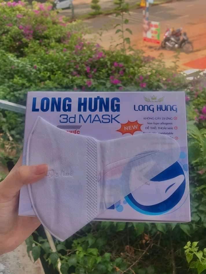 Khẩu trang 3D mask Long Hưng công nghệ Nhật Bản chống bụi mịn cao cấp hộp đóng 50 cái