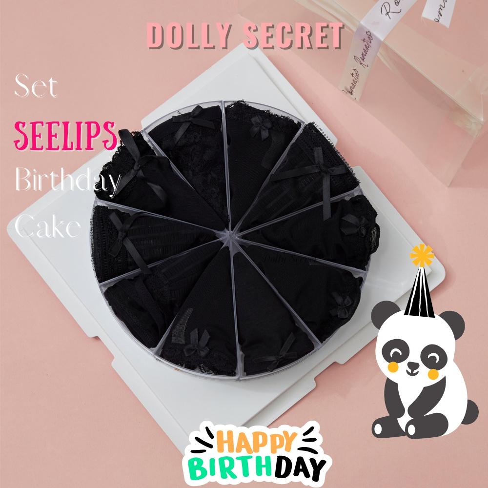 Set 10 quần lót Đen Huyền Bí DOLLY SECRET - SEELIPS BIRTHDAY CAKE quà tặng độc đáo B08