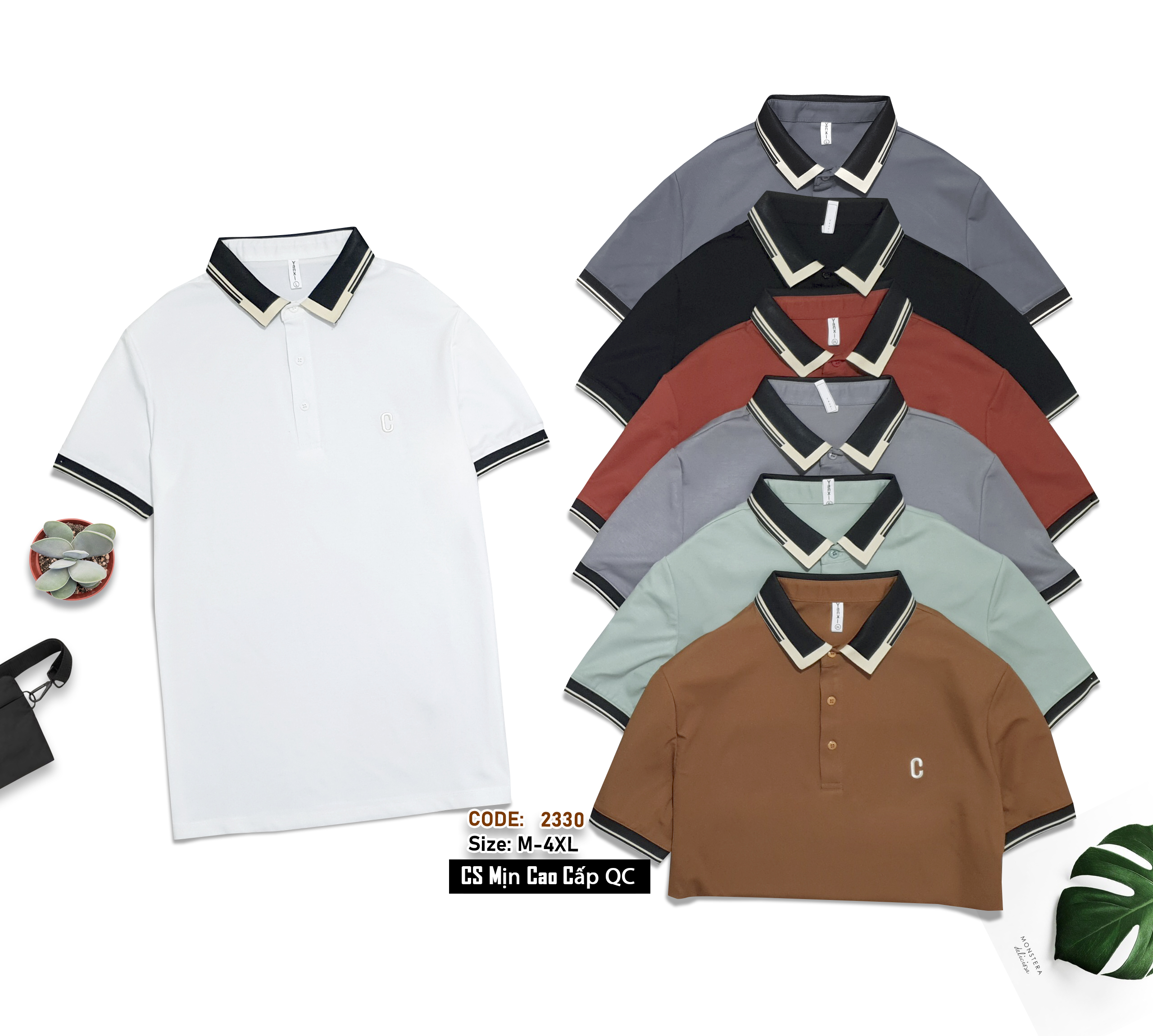 2330 - Áo Polo nam tay ngắn, Áo cổ trụ nam thun lạnh cao cấp, hàng Xưởng may Vinh Thiện Phát, sỉ từ 10 cái