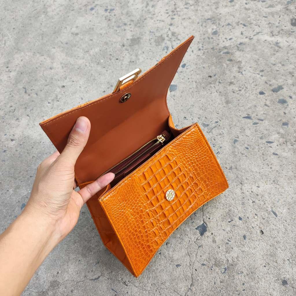 Túi đeo túi xách nữ Da cá sấu màu vàng đẹp nổi bật!