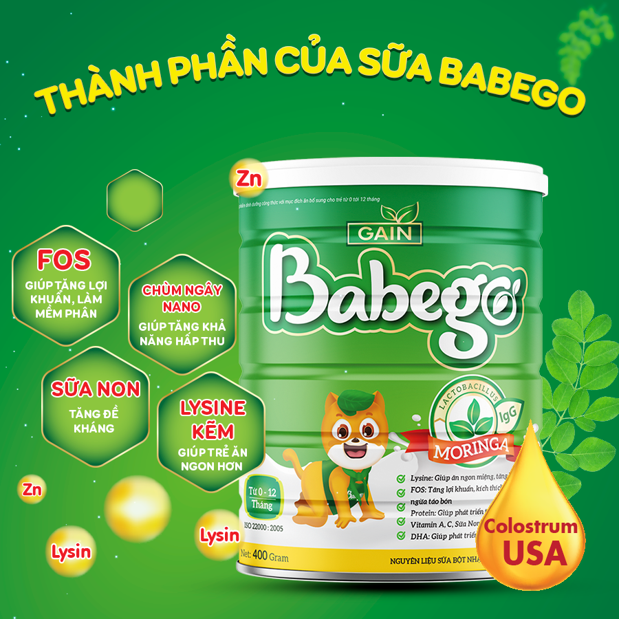 Sữa tăng cân, tiêu hóa khỏe Babego 0 – 12 tháng, 400G