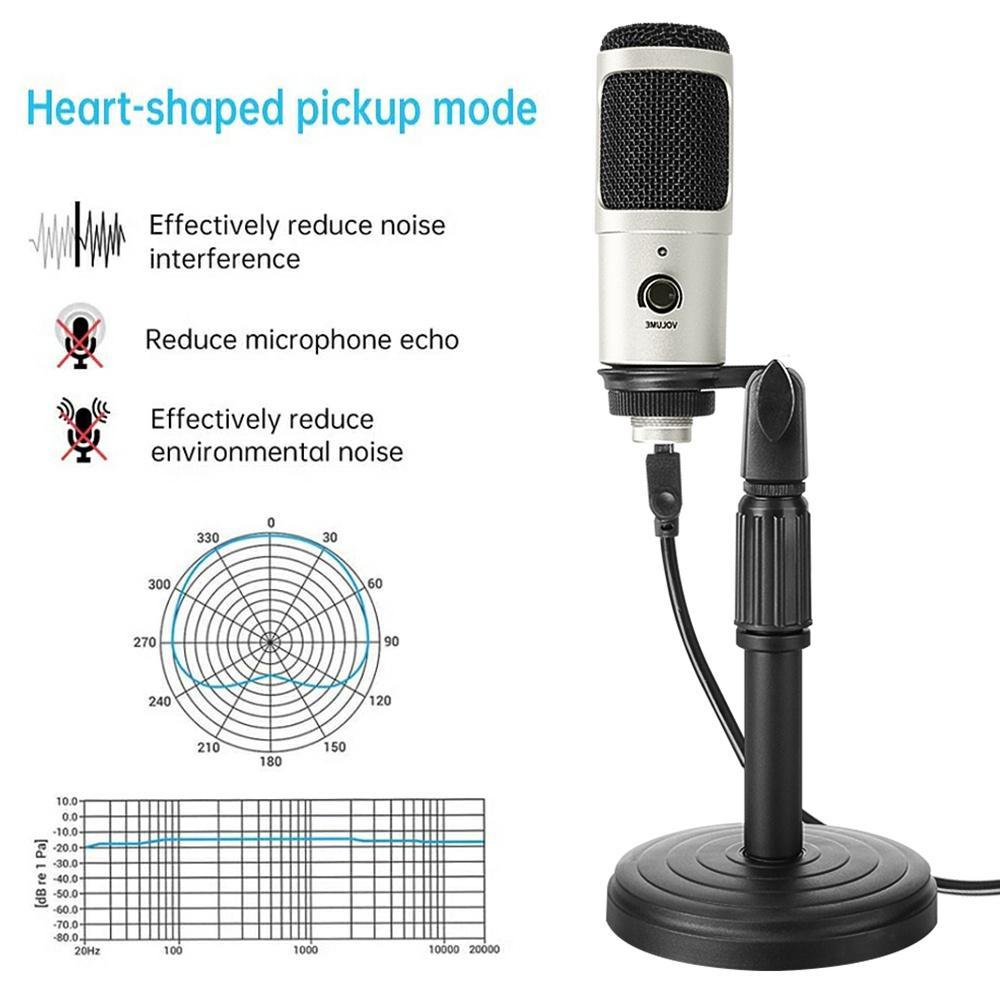 Micrô ngưng tụ chuyên nghiệp PC Studio Micrô USB cho máy tính chơi game Truyền phát video Mic Podcasting Ghi âm