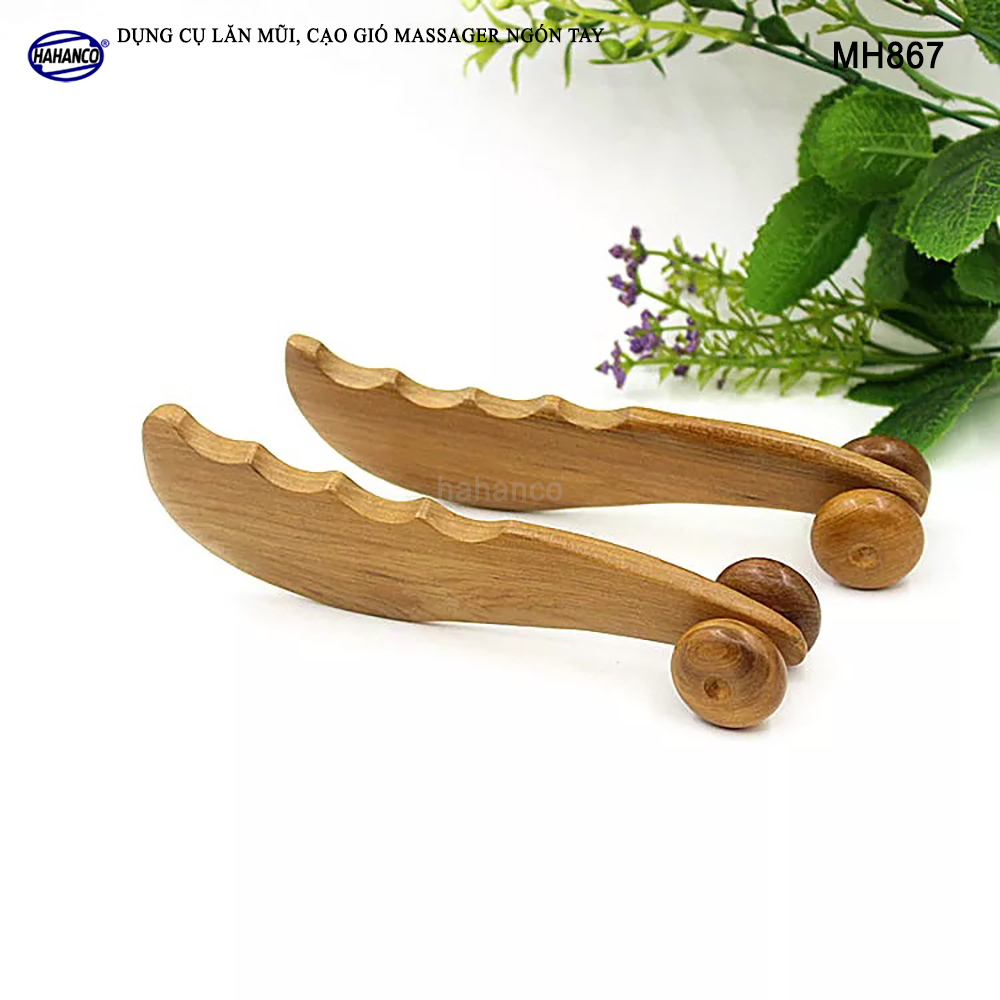 Dụng cụ lăn mũi và Mát xa ngón tay, cạo gió ấn huyệt bằng Gỗ Bách Xanh hình răng cưa Chăm sóc sức khỏe