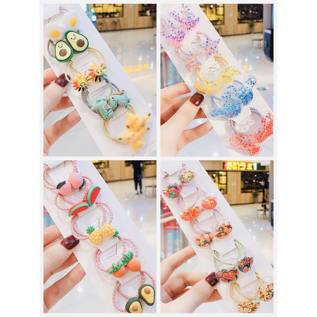 SET 10 Cột Tóc Đủ Hình Nhiều Màu Siêu Dễ Thương Giá Sỉ
