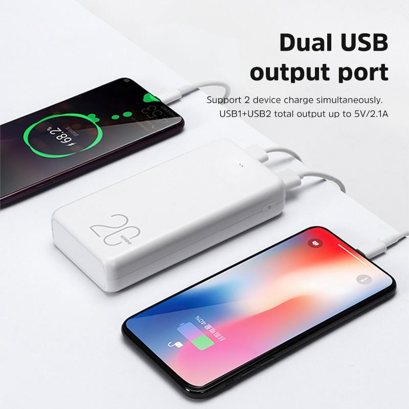 Sạc Dự Phòng Kivee 20000mAh 10000mAh Siêu Bền Tích Hợp Đèn LED Báo Pin Cho iPhone Huawei Samsung OPPO Vivo Xiaomi-- Hàng Chính Hãng