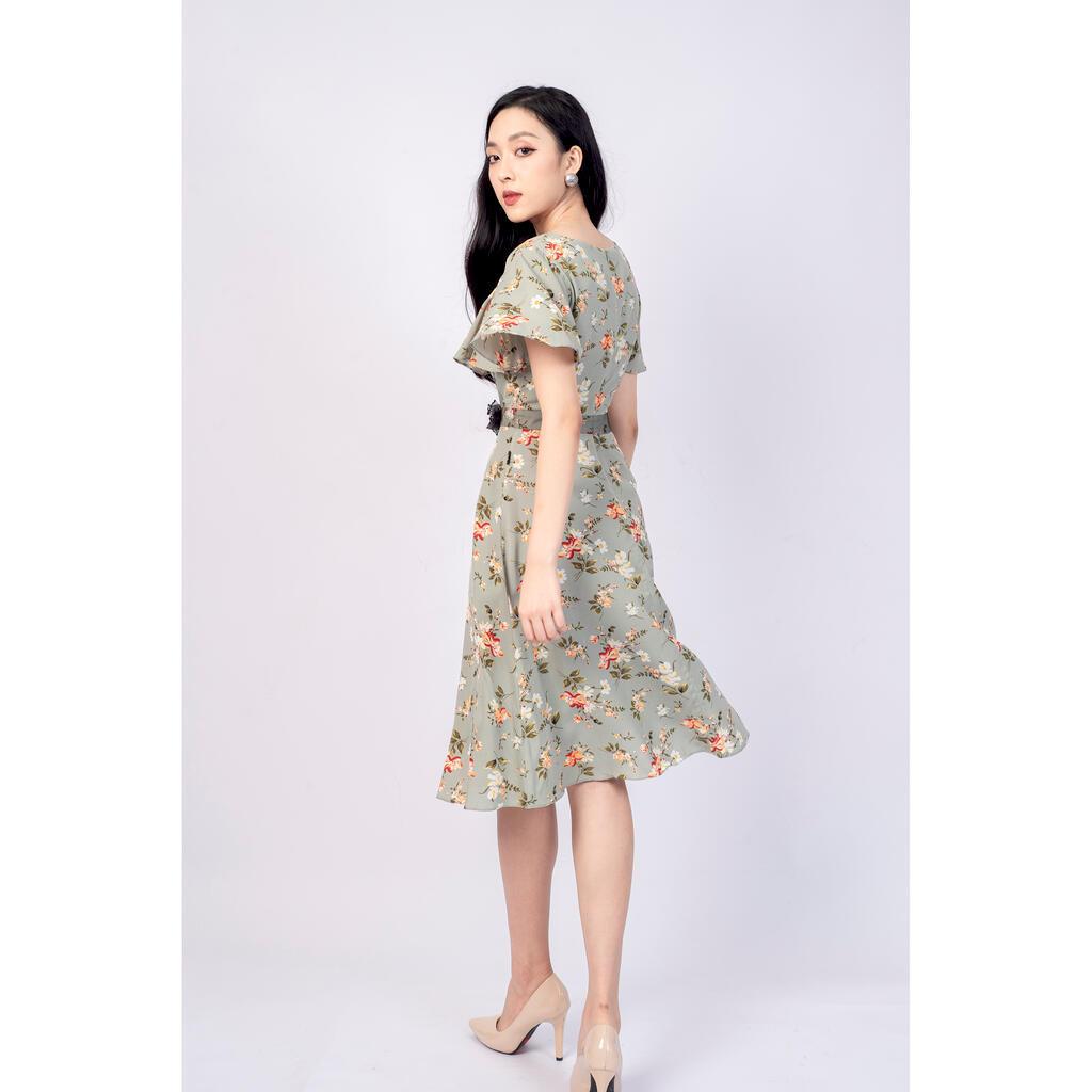 Đầm cổ vuồng, kẹp bèo, đính hoa eo MMOutfit M-DA000421205