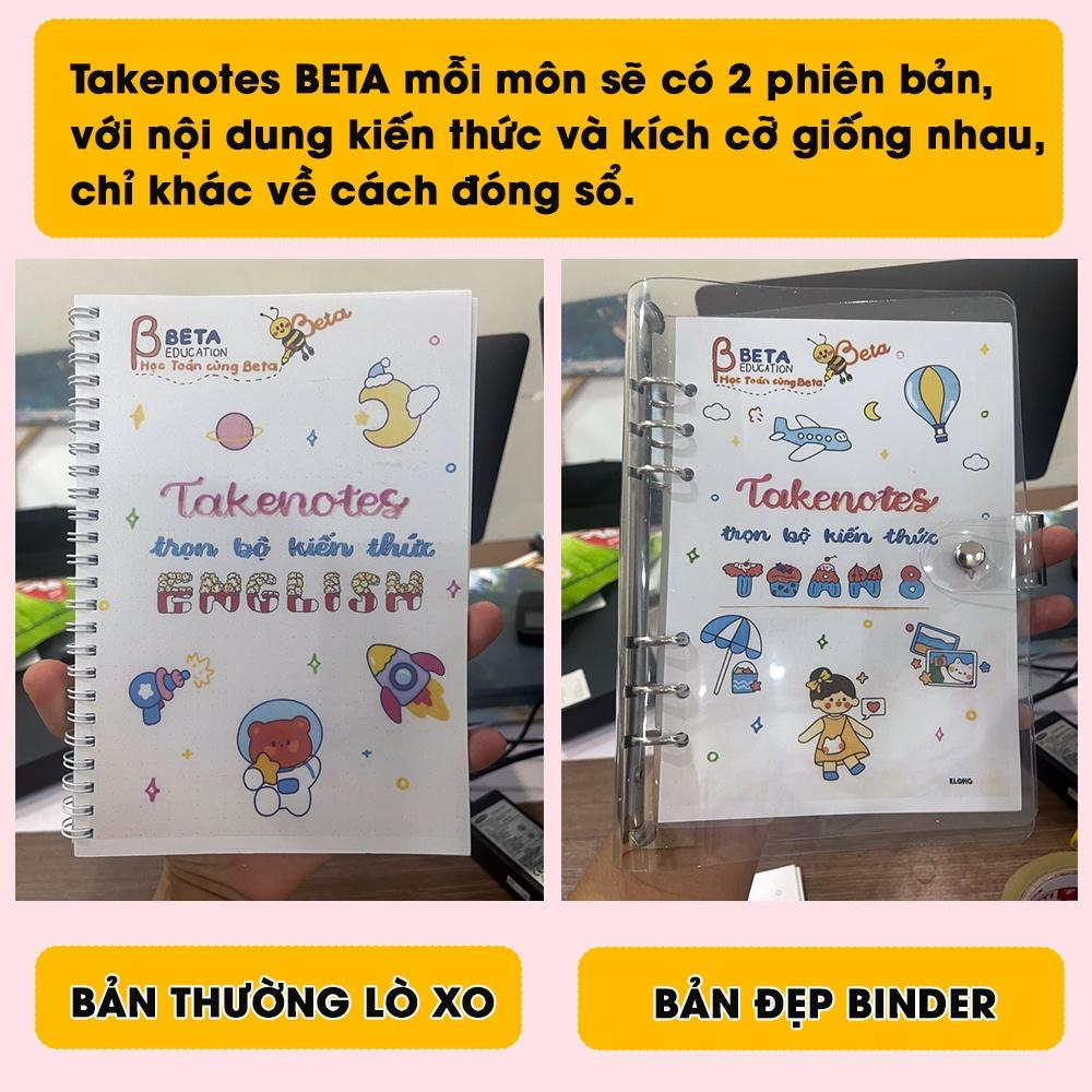 Combo 3 sổ takenotes Tiếng Anh, Tiếng Việt, Toán lớp 5, sổ tay kiến thức trang trí sticker dễ thương của takenote beta