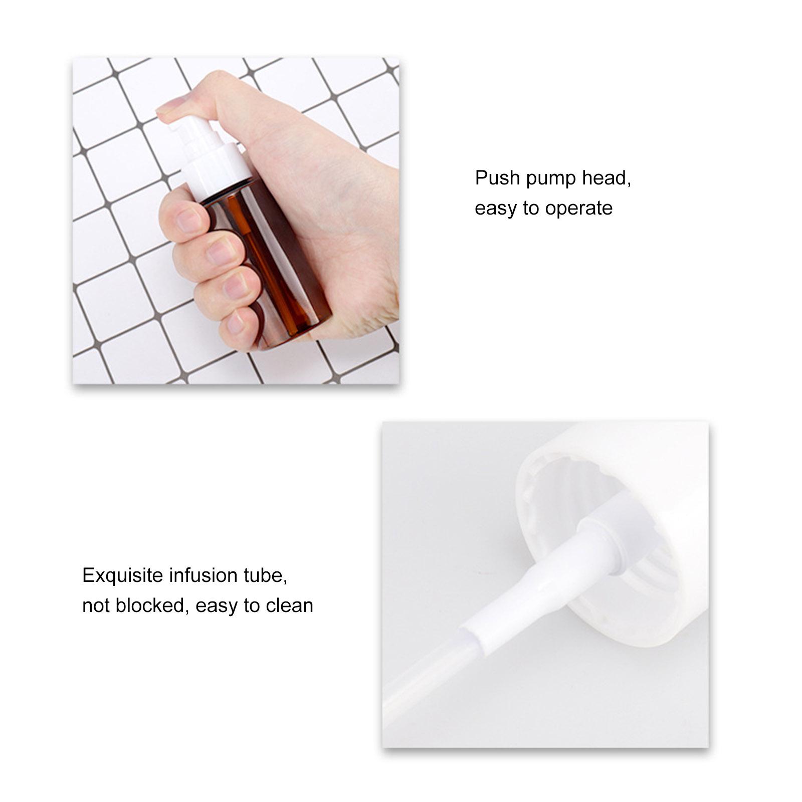 6 chai xịt rỗng bằng nhựa PET màu nâu trong suốt có nắp đậy 60g, dùng đựng dầu gội, sữa rửa mặt, nhỏ gọn tiện dụng