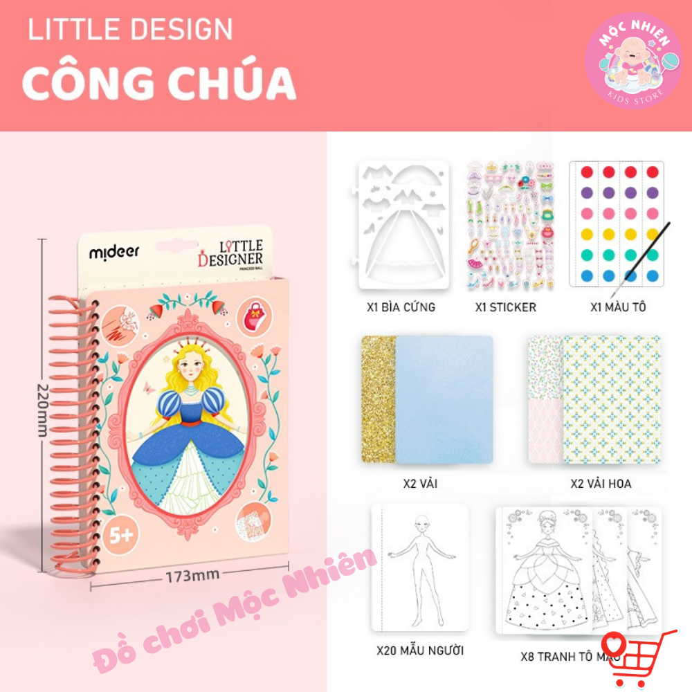 Đồ chơi Thiết Kế Thời Trang và Tô Màu Nước Công Chúa - Mideer Little Designer - Dành cho bé từ 5 tuổi